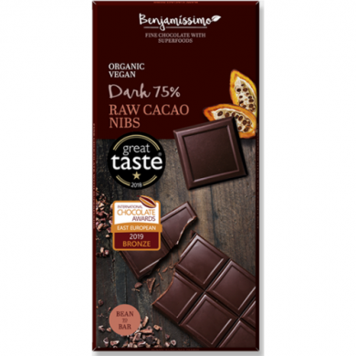 Био Шоколад 75% с Какаови Зърна 70g